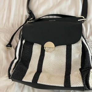 Louise et Cie Black and Cream Striped Bag